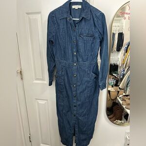 LOFT Blue Denim Long Sleeve Dress